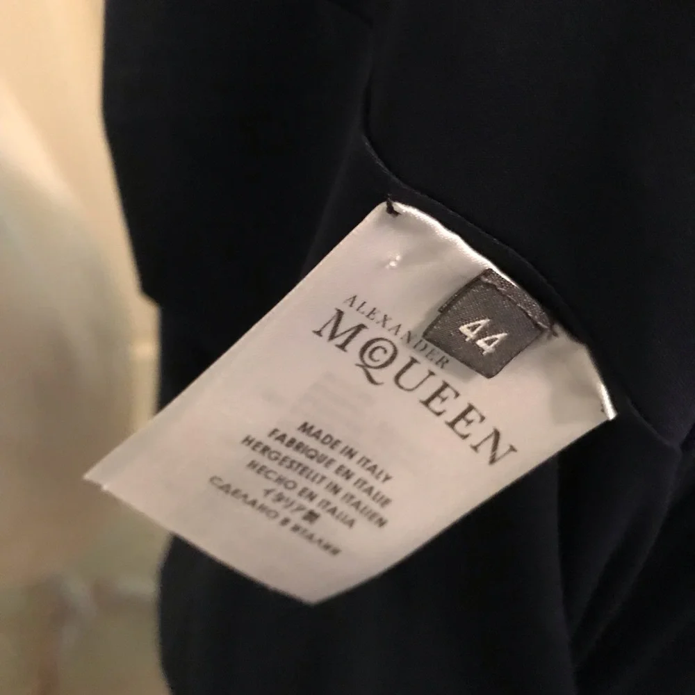 Alexander McQueen dress midi length navy ink color l/s size 44 $1390 - Picture 8 of 11